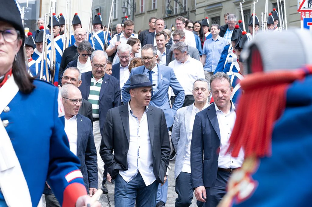 Bundespräsident Alain Berset führt den Bundesrat in den Kanton Freiburg - 2. Tag: Treffen mit den Behörden und der Bevölkerung in der Stadt Freiburg