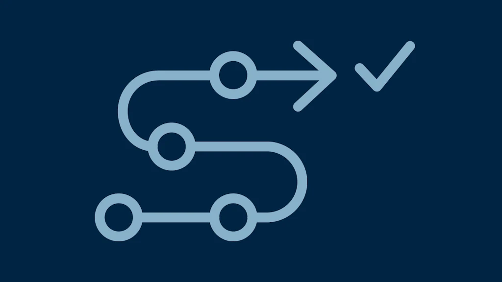 Image symbolique d'un chemin avec des étapes qui aboutit à une destination représentée par une coche.