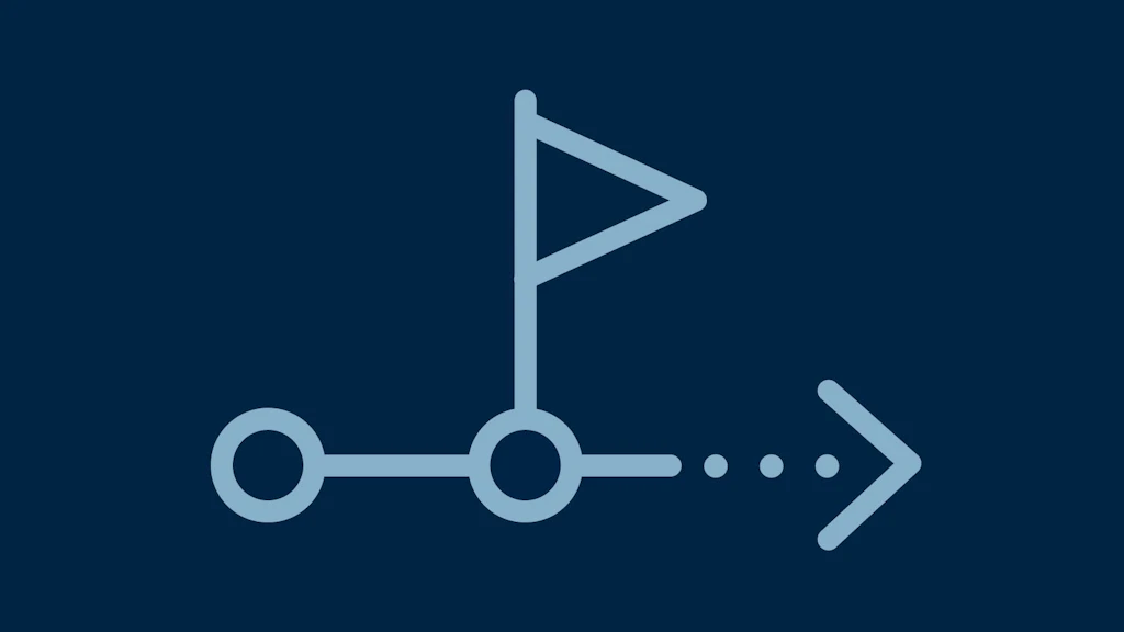 Image symbolique d'un processus stylisé avec marquage et flèche indiquant une progression ou un objectif.